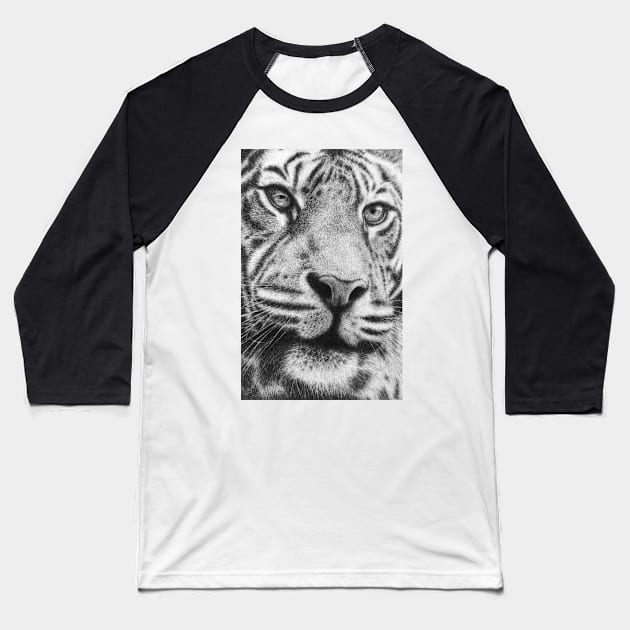 Wildlife Tiger Portrait Baseball T-Shirt by WickedIllusion